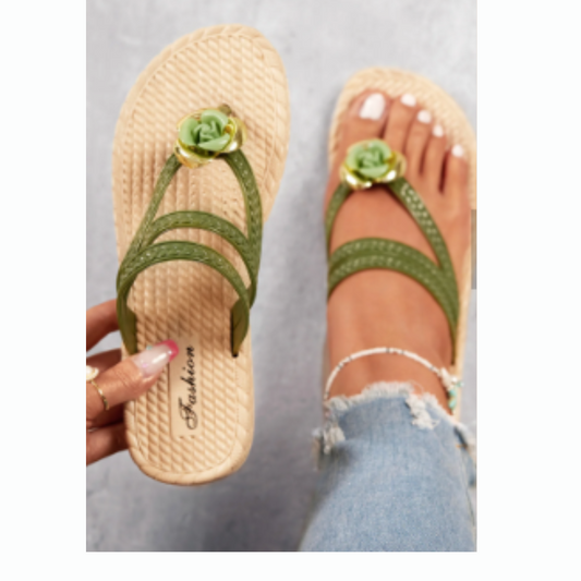 Vacation Floral Pattern Braided Strap Beach Flip Flops | Women St patrick shoes | Vacation Floral Pattern Braided Strap Beach Flip Flops, women flip flops, Women Flip flops flat, Women shoes | ZiiZiiChic