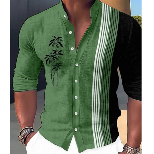 Coconut Stripe Long Sleeve Shirt | Men Shirts | #FashionDesign, #MensFashion, #OutdoorWear, #Streetwear, #VersatileStyle | ZiiZiiChic
