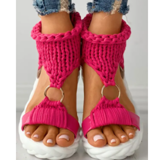 Braided Knit O-Ring Cutout Platform Sandals | Women Sandals | Braided Knit O-Ring Cutout Platform Sandals, knit sandals, Sandals, Women Sandals | ZiiZiiChic