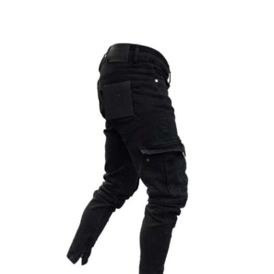 European and American elastic trendy knee ripped, zipper, slim-fit trousers. | Men Jeans Pants | Jeans pants, Men jeans pants, men pants | ZiiZiiChic